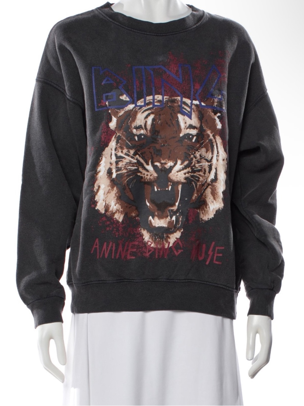Anine Bing Graphic Tiger Crew Neck Sweatshirt Size M